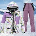 thumbnail image 2 of Valora Men's Suits Men And Women Ski Wear Winter Windproof Hooded Jacket And Pants Suitable For Casual Outdoor Ski Wear Purple XL, 2 of 4
