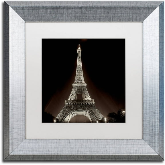 Trademark Fine Art "Tour Eiffel II" Canvas Art by Alan Blaustein, White Matte, Silver Frame
