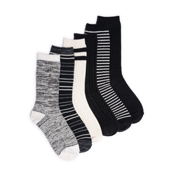 MUK LUKS Women's Fluffy Dream Crew Socks, 6-Pack, One Size