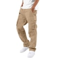 thumbnail image 5 of Zynoxe Cargo Pants for Men with Multi Pocket Comfy Elastic Waist Drawstring Trousers Fashionable Solid Color Hiking Pants Versatile Outdoor Tapered Jogger Pants, 5 of 9