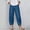 c01Blue, variant on LNWUY Womens Baggy Cropped Pants Elastic High Waisted Wide Leg Trendy Stretchy Seam-Barrel Capri Denim Pants Blue M