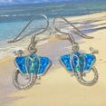 thumbnail image 6 of Unique Gorgeous Hawaiian X-Large Blue Opal Stingray Earring, Sterling Silver Opal Sting Ray Dangle Earring E4120 Birthday Gift, Statement PC, 6 of 9