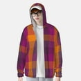 thumbnail image 4 of Kll Purple Yellow Buffalo Plaid Print Men'S Women’s Upf 50+ Sun Protection Outdoor Hoodie Jacket Long Sleeve Fishing Hiking Performance Shirt- Xx-Large, 4 of 8