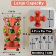 thumbnail image 3 of 4 Tier Vertical Gardening Stackable Tower Planter for Strawberries,Flowers,Herbs,Vegetables,Red, 3 of 5