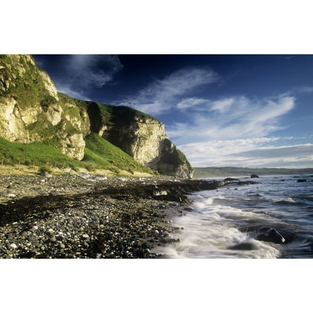 Rock Formations At The Coast Ballintoy County Antrim Northern Ireland Stretched Canvas - The Irish Image Collection  Design Pics (17 x
