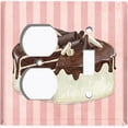 thumbnail image 4 of Metal Light Switch Plate Cover Chocolate Vanilla Cake Striped Wallpaper Pink CAK061, 4 of 13