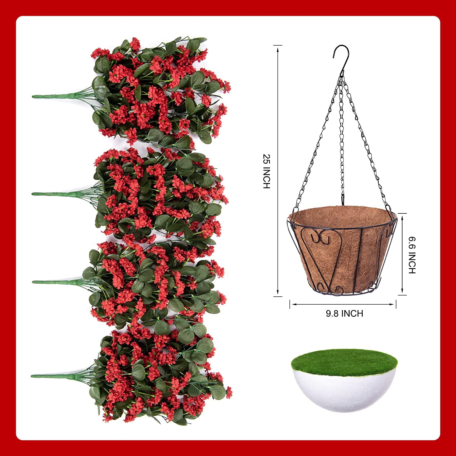 Hanging Baskets Artificial Flowers for Outdoor Interior Decor, Artificial Daisies Flowers shrubs Flowers Plants with Baskets for Home Porch Garden Patio Patio Spring Decoration(Pink)