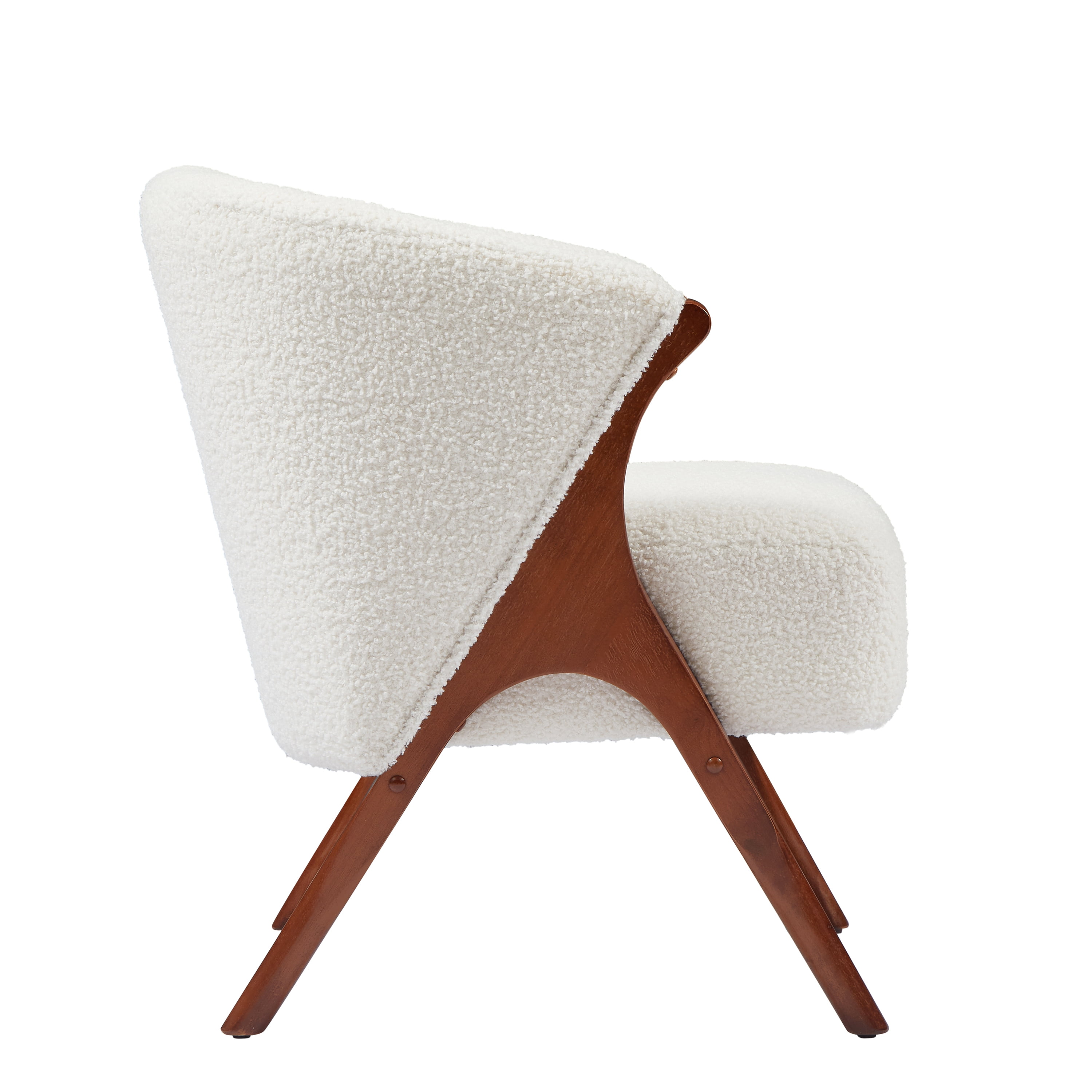 Euroco Modern Accent Chair,Upholstered Armchair with Solid Wood Frame,Boucle Fabric Reading Chair Leisure Chair for Living Room, Bedroom,Beige