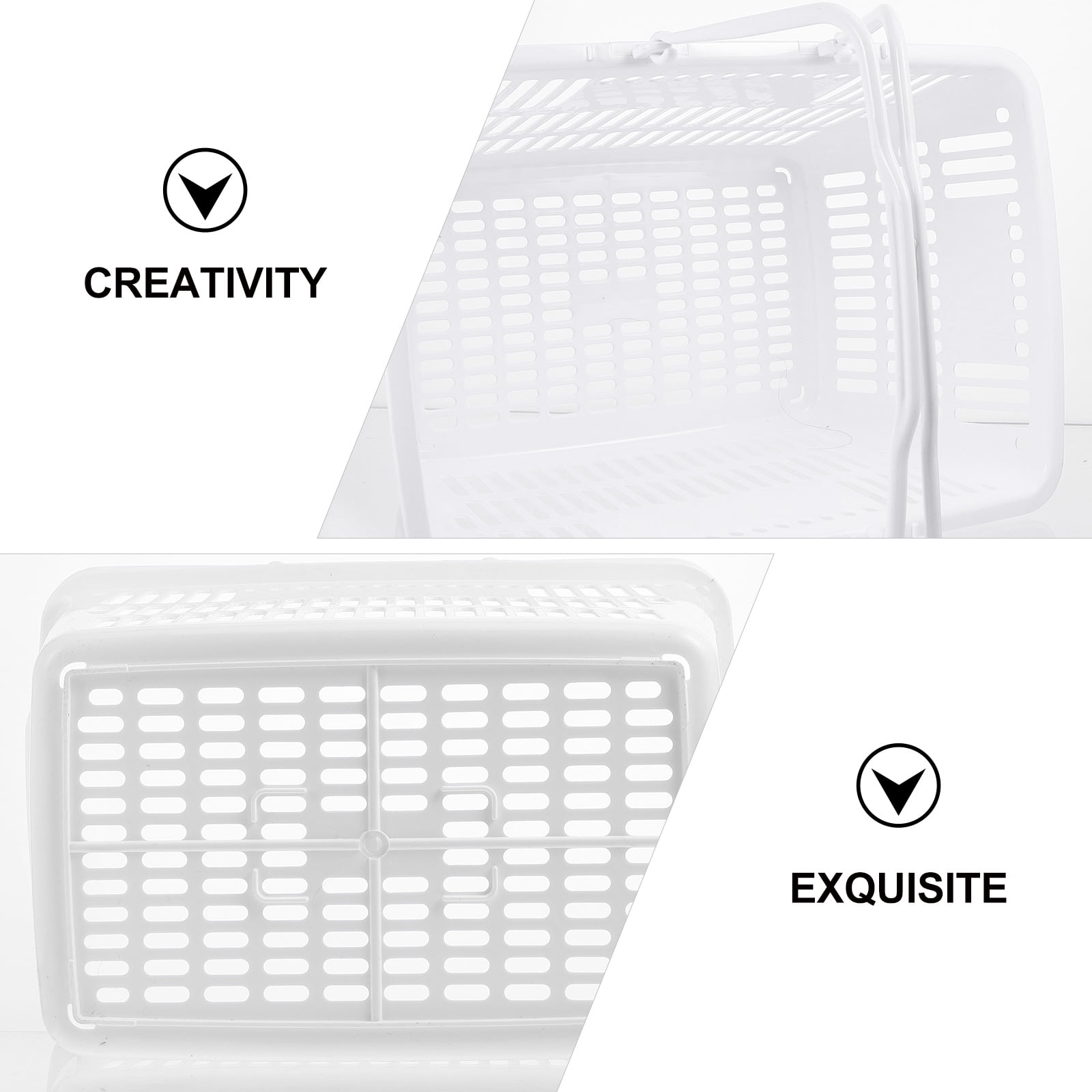 OFFIGAM Large Plastic Grocery Basket with Handle - Versatile Storage Organizer for Toys, Bathroom Items, Kitchen and More, 1 Set