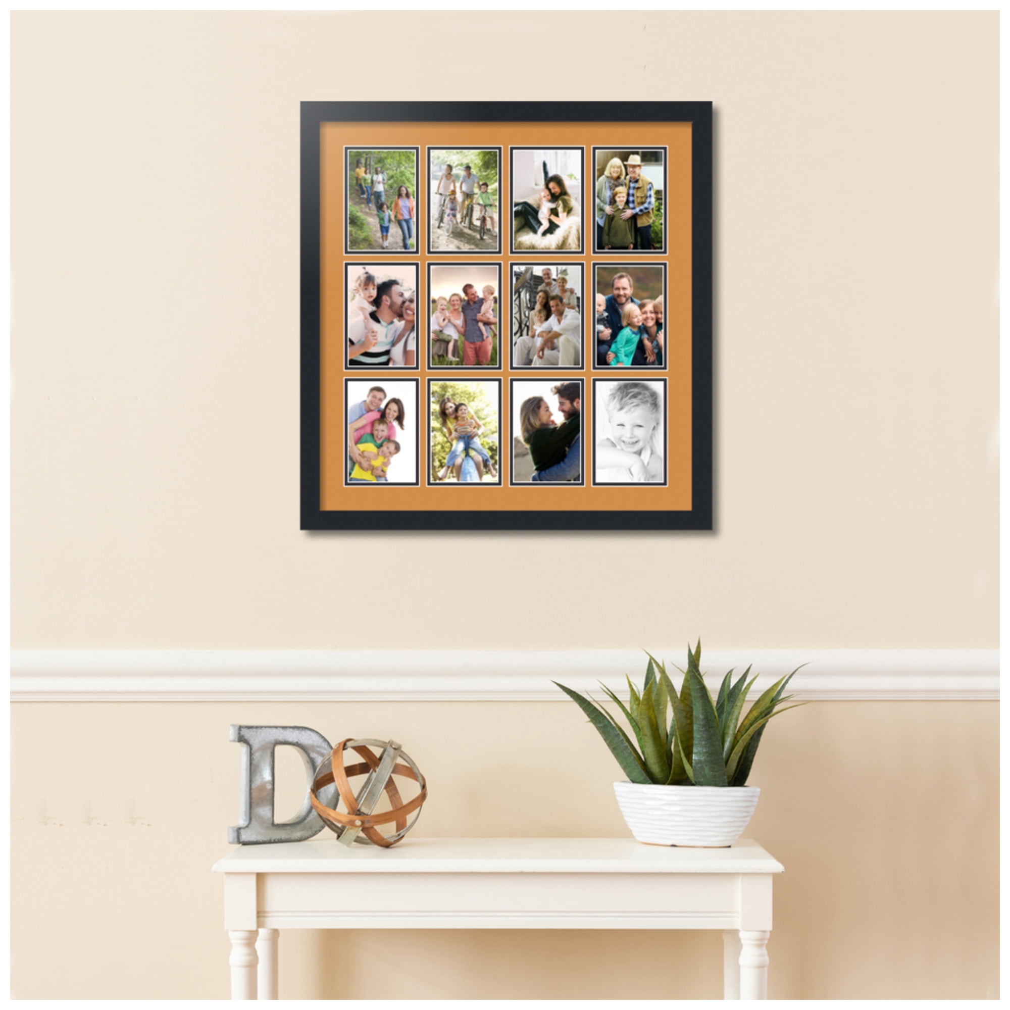 ArtToFrames Collage Photo Picture Frame with 12 - 4x6" Openings, Framed in Black with Amber and Black Mats (CDM-3926-228)
