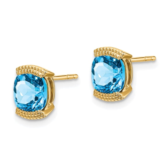 Primal Gold 14 Karat Yellow Gold Blue Topaz Earrings
