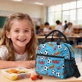 thumbnail image 4 of Xoenoiee Blue Soccer Football Star Print 3 in 1 Backpack School Bag Set for Boys Kids School Bookbag with Lunch Bag and Pencil Case Elementary Preschool Primary Knapsack Rucksack, 4 of 6