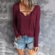 thumbnail image 2 of Blusa de manga larga con cuello en V informal y cómoda para mujer Pompotops  FGAJ16045, 2 of 8