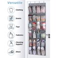 thumbnail image 5 of Organizador de zapatos para colgar sobre la puerta, soporte para armario, colgador, bolsa de almacenamiento, estante con 24 bolsillos grandes de malla, gris, 5 of 5