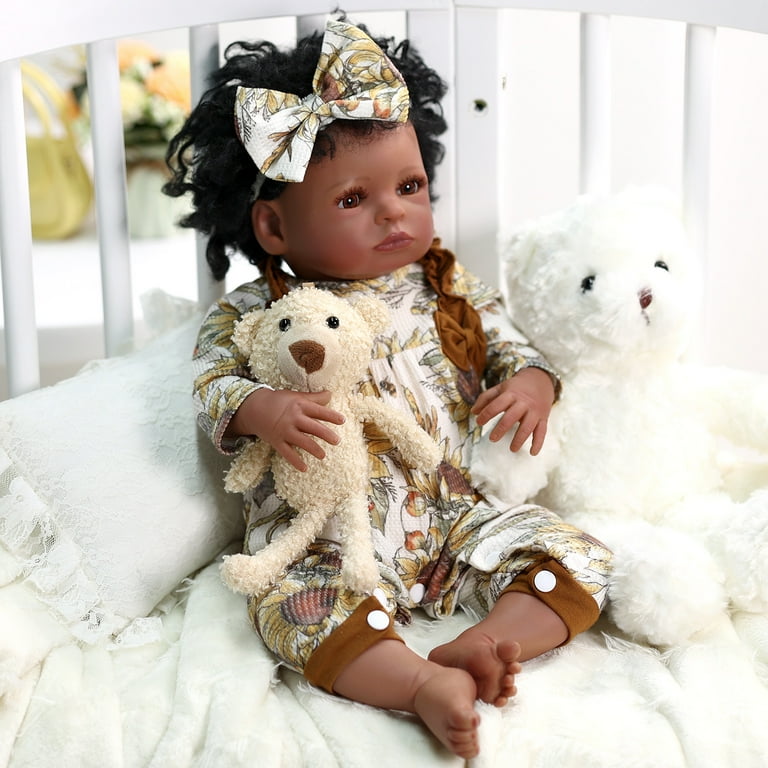 Free Shipping BABESIDE Reborn Baby Dolls Black Girl 20 Black Short Hair Soft Body Realistic Newborn Baby Dolls with Accessories Gift Box for Kids Age 3 Walmart