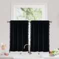 thumbnail image 1 of Shininglove Velvet Tier Curtains, Half Window Curtain for Bathroom, 26" W x 24" L, Black, 1 of 6