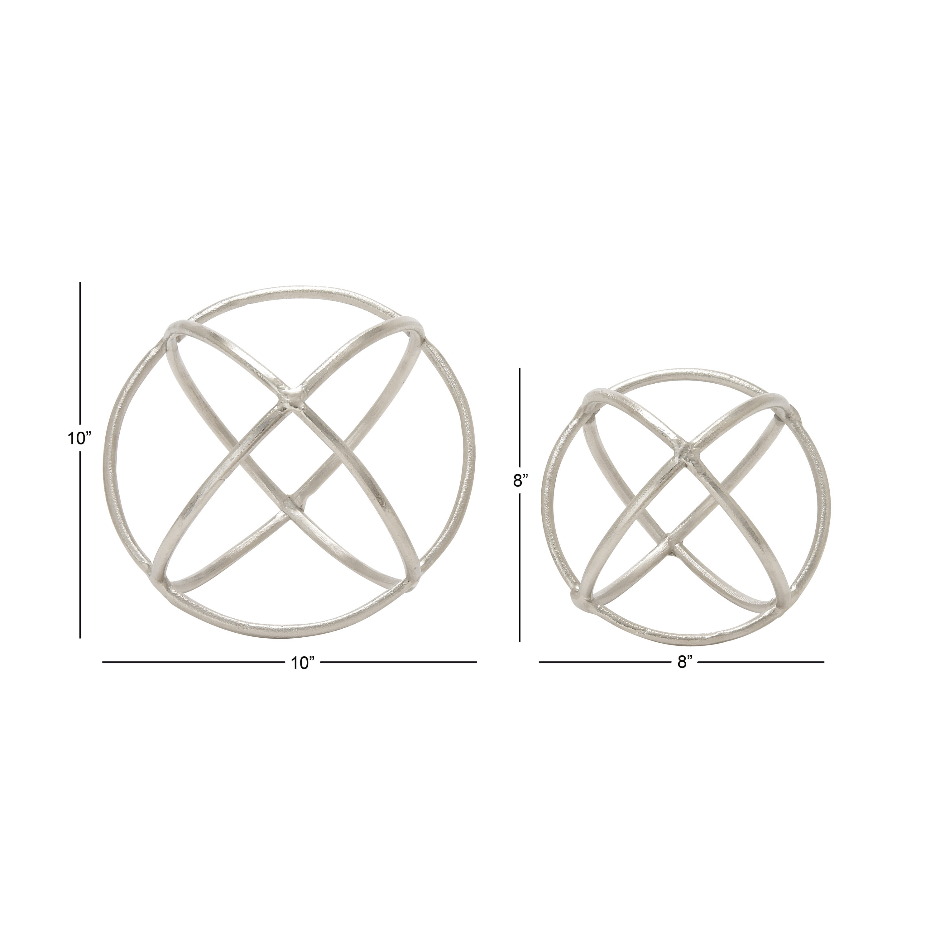 10", 8"D Silver Aluminum Geometric Sculpture, by DecMode (2 Count)
