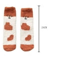 thumbnail image 4 of HuangHuanChen Christmas Casual Three Cute Santa Stockings Fuzzy Fluffy Warm Slipper Socks for Women Winter Cozy Christmas Socks Unisex Brown, 4 of 4