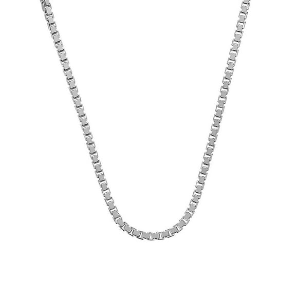 10KT White Gold Box Chain with Spring Ring Clasp-18"