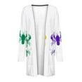 thumbnail image 5 of Cavosen Mardi Gras Long Cardigan for Women Dressy with Pocket Duster Graphic Print Festival Open Front Cardigan Long Sleeve Lightweight Holiday Sweaters Vacation Outwear XL, 5 of 6