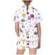 thumbnail image 4 of Odeerbi 2-12 Años Niños Niñas Pijamas de Verano de Satén Con Solapa de Muesca Camisas de Manga Corta Pantalones Cortos Conjunto de Pijama de Seda Con Estampado Suave, 4 of 5
