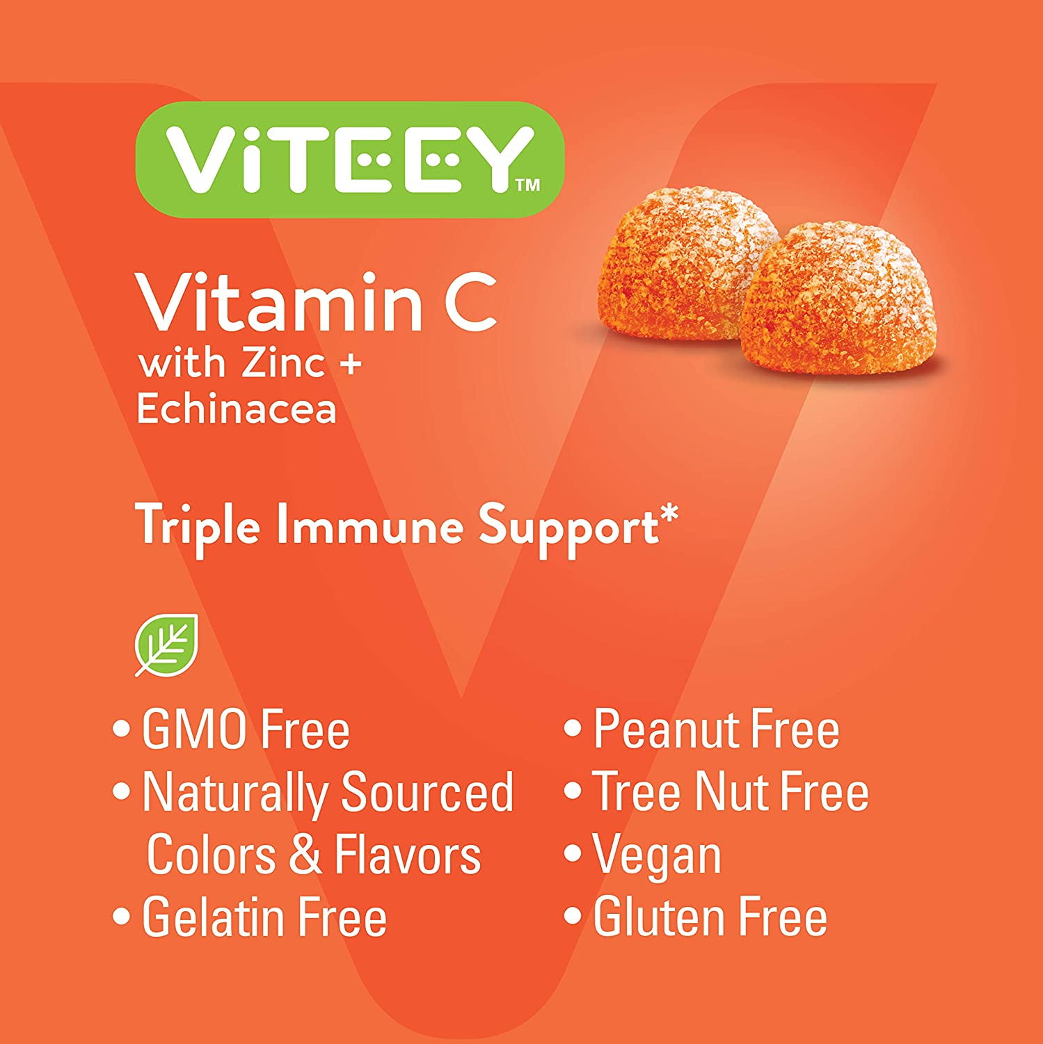 VITEEY Vitamin C Gummies with Zinc and Echinacea, Immune Support Gummies, Orange Flavor, 60 Count, 2 Pack