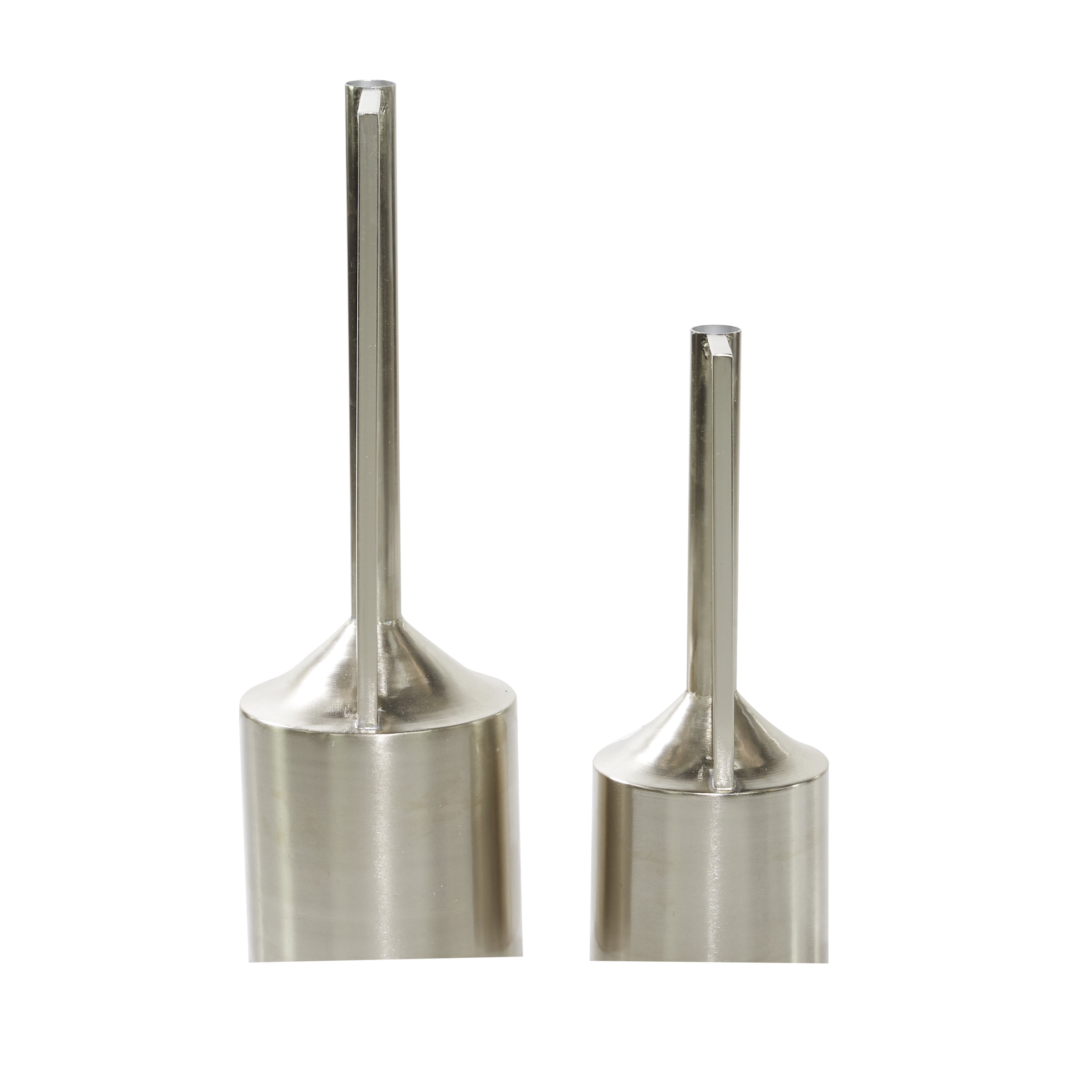 DecMode 16", 22"H Silver Metal Vase with Handles, Set of 2