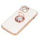 thumbnail image 5 of Funda para teléfono móvil para iPhone 13 con soporte de anillo chapado en brillo de oro rosa, funda protectora para teléfono de TPU flexible ultrafina, color blanco, 5 of 5