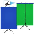 thumbnail image 1 of Blue Green Screen Backdrop Kit, HEMMOTOP 2-in-1 6.5x5 ft Green Screen Stand for Streaming,Blue Greenscreen Background with Adjustable Photo Backdrop Stand, 1 of 8