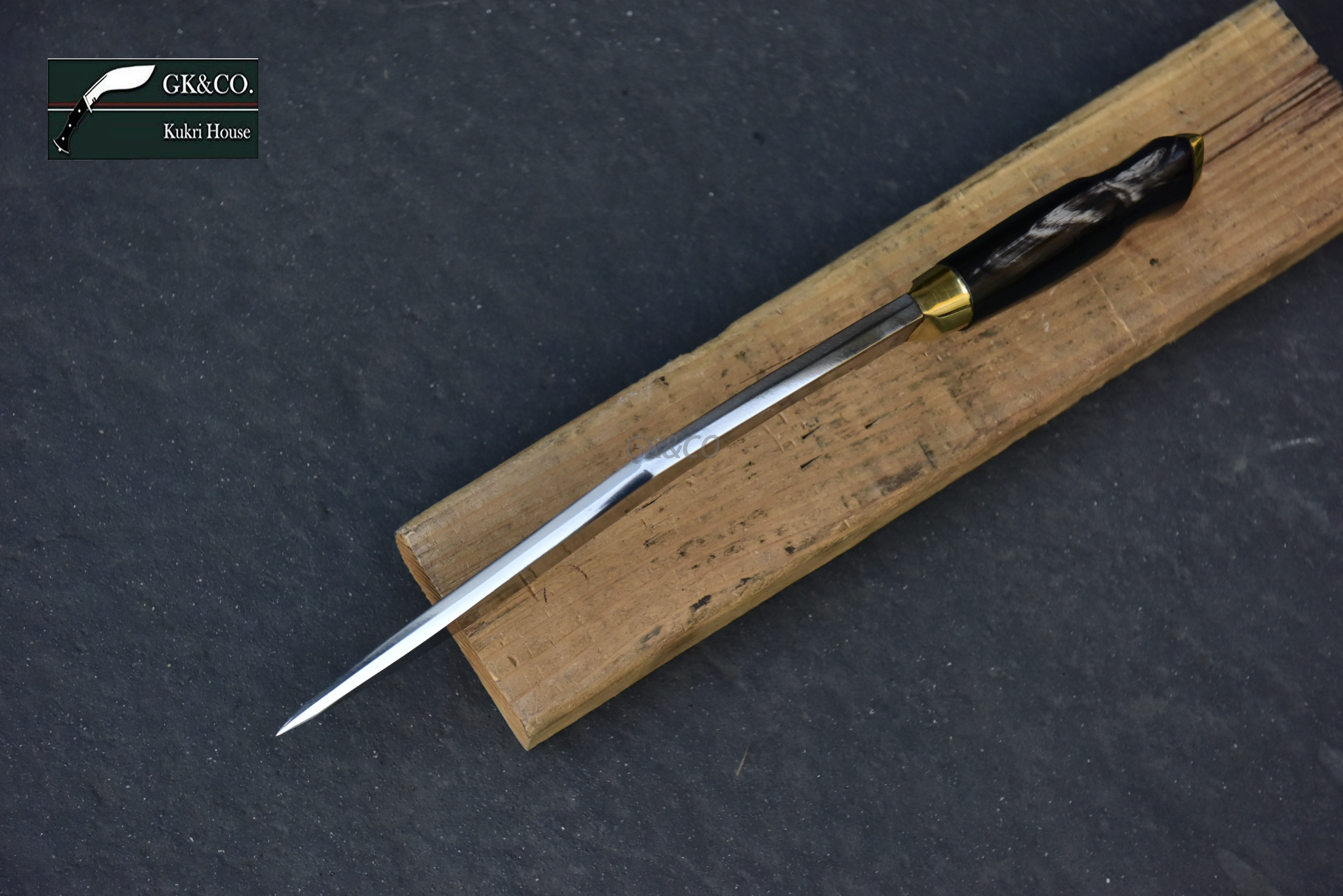 10  inches Blade Genuine Kukri/Khukuri -Service No.1 Highly Polished Knife - Gripper Horn Handle - Handmade in Nepal by GK&CO. Kukri House.