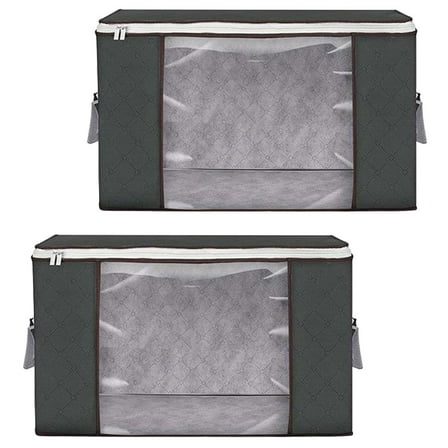 WHAMVOX Grey Cloth Clothes Storage Bags for Daily Use Foldable with Zipper Under Bed Large Capacity