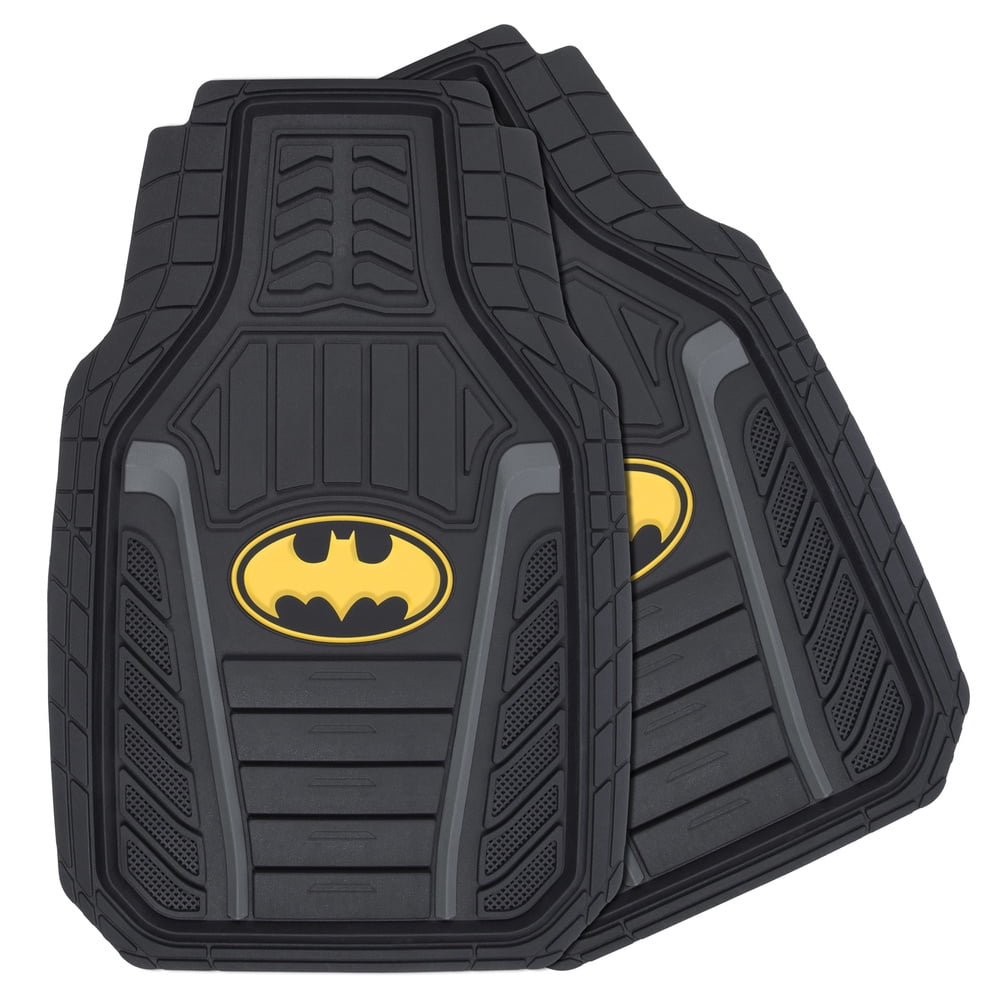 BDK Armored Batman Superhero Car Floor Mats, Officially Licensed Warner Bros DC Comics, All Weather Interior Auto Protection, Heavy Duty Rubber Liners for Car Truck Van SUV