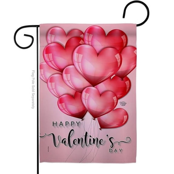 Ornament Collection G192150-BO Happy Love Balloons Springtime Valentine Double-Sided Decorative Garden Flag, Multi Color