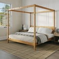 thumbnail image 3 of Walker Edison Minimalist Solid Wood King-Size Canopy Bedframe, Natural Pine, 3 of 14