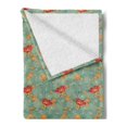 thumbnail image 2 of Garden Art Soft Flannel Fleece Throw Blanket, Composition of Flowers with Vintage Design Oriental Silhouette Style Petals, Cozy Plush for Indoor and Outdoor Use, 50" x 70", Multicolor, by Ambesonne, 2 of 5