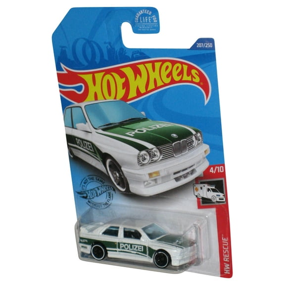 Hot Wheels HW Rescue 4/10 (2017) White Police '92 BMW M3 Toy Car 207/250