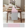 thumbnail image 3 of nqOlkjepod Grey Chevron Table Runner 72 Inches Long Farmhouse Dress Scarves, Geometric Pink Print Wavy Striped White Dining Tablerunner for Coffee Table/Kitchen Island/Party Décor, 14" x 72", 3 of 8