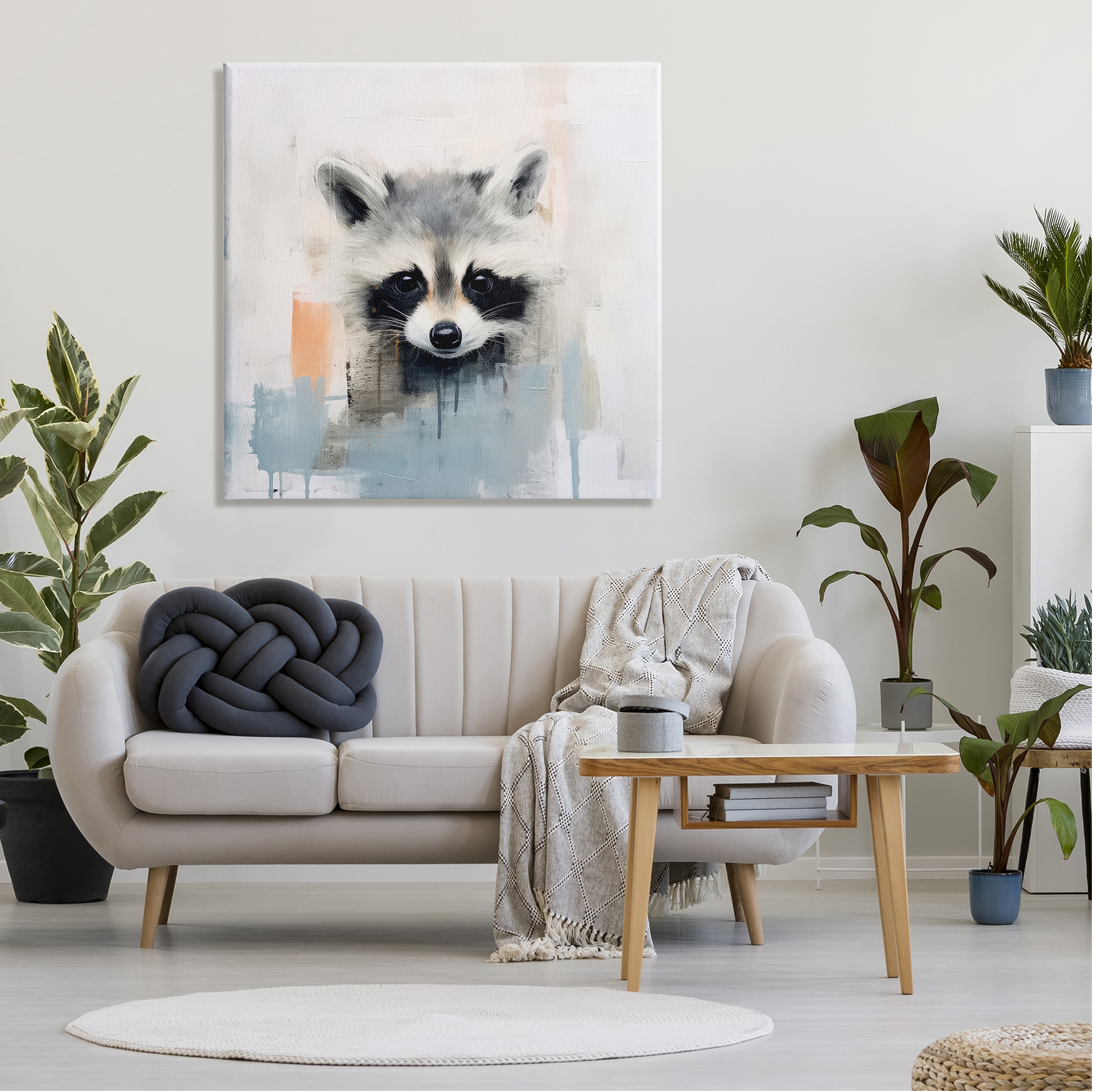 Stupell Industries Modern Raccoon Portrait Animals & Insects Painting Gallery Wrapped Canvas Art Print Wall Art, 36 x 36