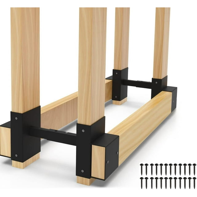 Ensemble de Supports pour Support de Bois de Chauffage Extérieur x Support de Rangement pour Bois de Chauffage avec Profondeur Réglable Support de Rangement pour Bois pour Patio Extérieur Intérieur Paire (TP Non Inclus)