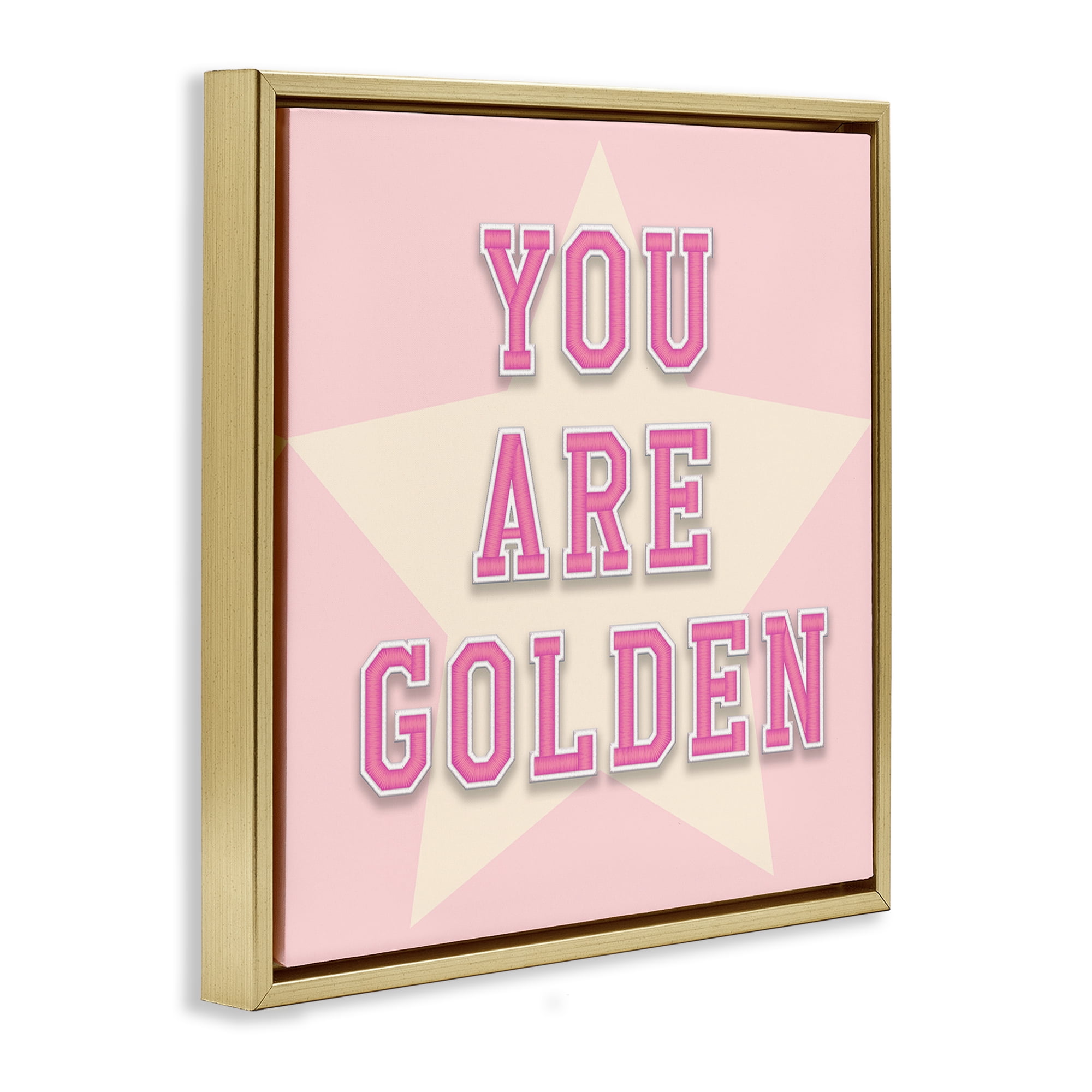 Stupell Industries You Are Golden Phrase Text & Numbers Painting Gold Floater Framed Canvas Art Print Wall Art, 18 x 18