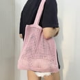 thumbnail image 5 of Women Hollow Knitted Shoulder Bag Simple Crochet Shopper Handbag (Pink) Shoulder Bags for Women, 5 of 6
