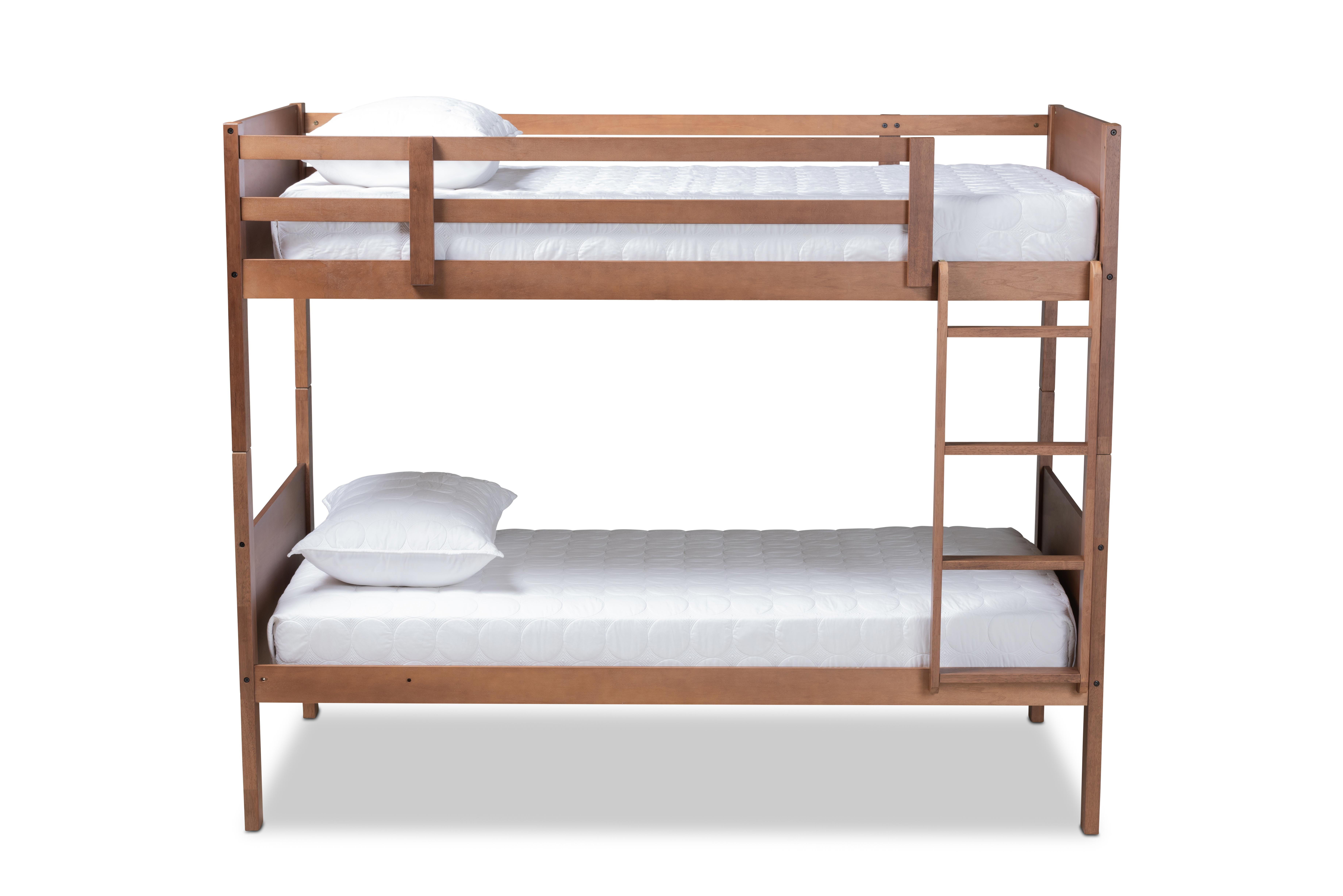 Baxton Studio Elsie Modern and Contemporary Walnut Brown Finished Wood Twin Size Bunk Bed
