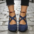 thumbnail image 6 of Qaltryn Criss-Cross Elastic Strap Mary Jane Flats for Women Low Wedge Casual Flats Shoes Ballet Style Slip On Dress Shoes for Dance Daily Office, 6 of 8