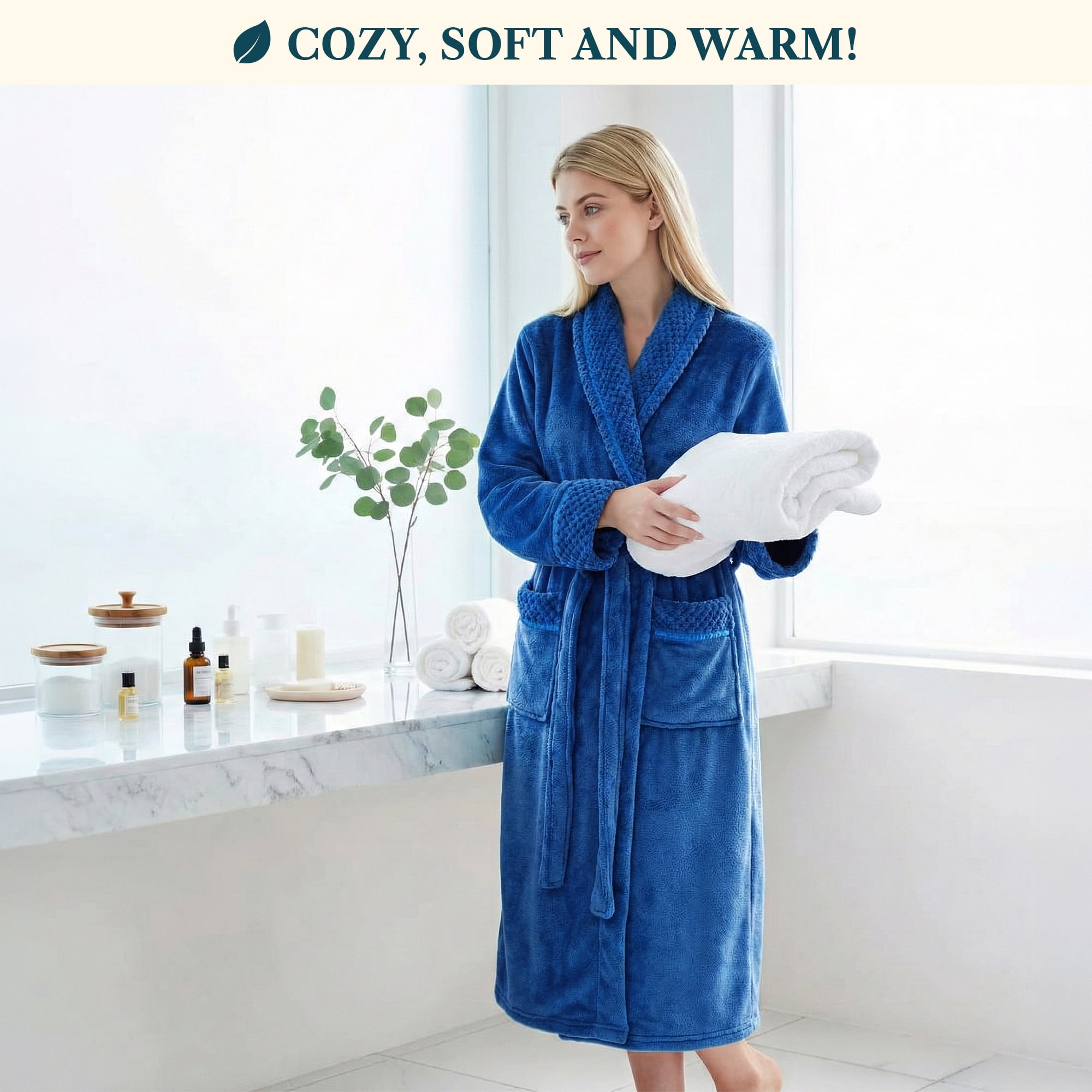 knee length dresses for ladies Luxury Waffle Fleece 46" Zip Through Housecoat HC4326  Slenderella