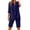 Navy, variant on QIYAGBSA 2 Piece Sets for Women with 3/4 Sleeve Notched Neck Top and Bermuda Shorts Relaxed Fit Summer Vacation Outfit (Pink XL)