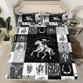 thumbnail image 2 of Homewish Western Cowboy Cowgirl Bed Sheets, Black Grey Patchwork King Sheets, Rustic Farmhouse Sheet Set, Ultra Soft Bedroom Decor, 4 Pieces, 2 of 7