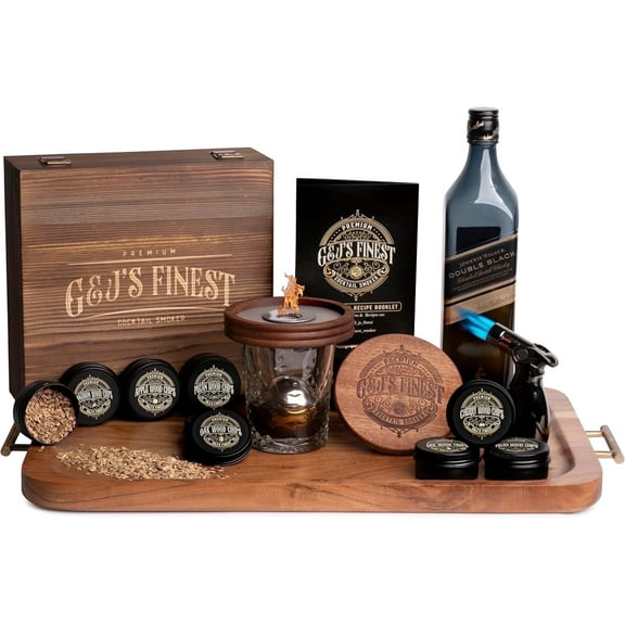 Whiskey Smoker Kit with Quad Flame Torch, Lid, and 6 Wood Chips