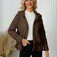 thumbnail image 3 of Women's Coat With Lapel And Button Closure Short Warm Cardigan Top Soft Jacket Women Active Long Sleeve Bed Jacket Cardigan Women Size Medium Women Fitted Jacket Casual Zip up Ladies Coats And Jackets, 3 of 8