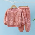 thumbnail image 3 of Pyjamas en Polyester pour Enfants 2 Pcs/ensemble Ensemble de Pyjamas pour Enfants Automne Hiver Couleur Unie Rabbit Col Rond Épais Chaud sous-Vêtements Thermiques Garçons Filles Manches Longues Haut Pantalon, 3 of 8