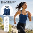 thumbnail image 2 of Carlikeit Women's Built In Bra Crop Tank Top Square Neck Spaghetti Strap Workout Yoga Cami with Removable Pads, 2 of 11